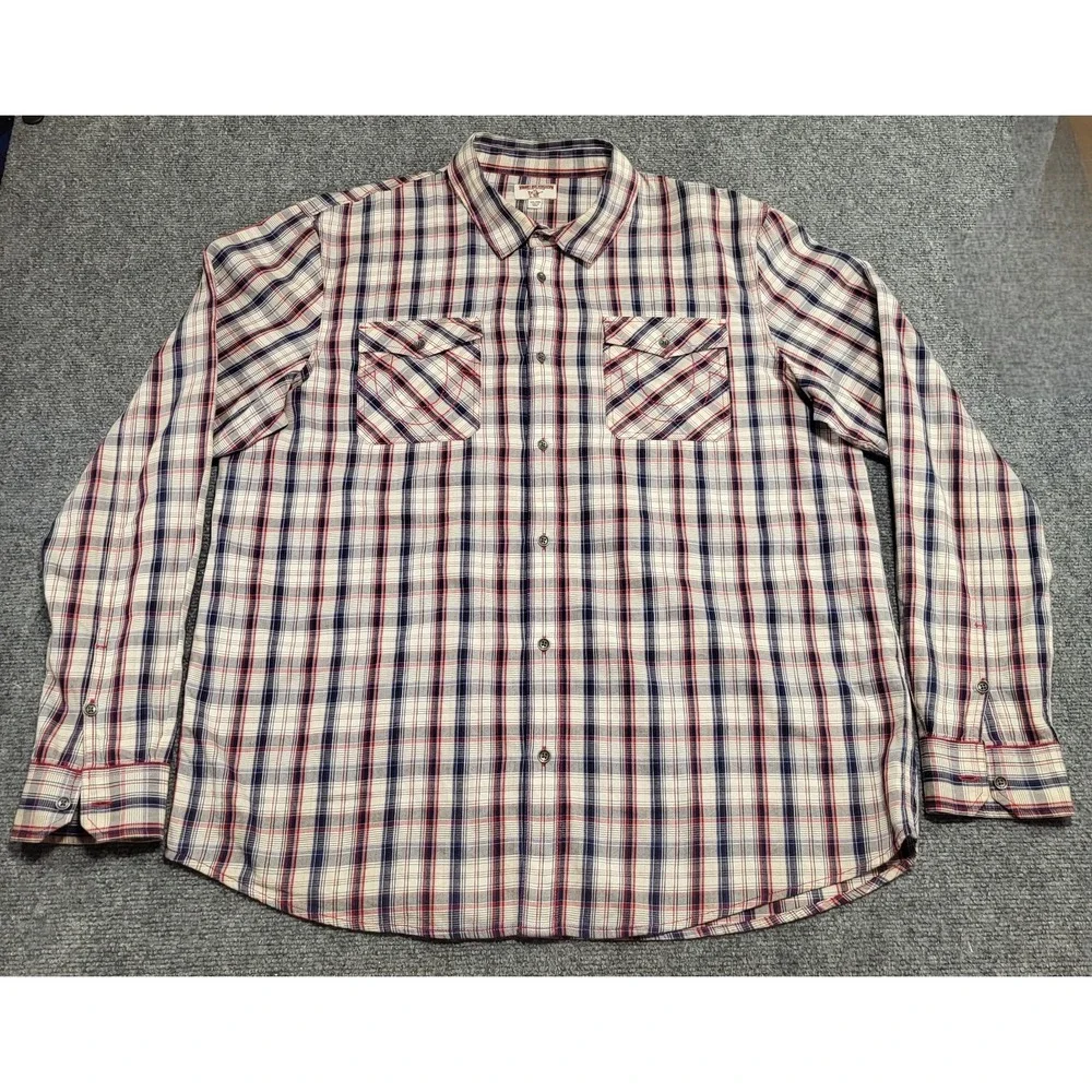 True Religion Men's Multicolor Plaid Long Sleeve Western Snap T-Shirt Size XXL